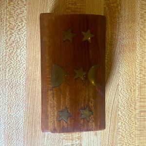Little brass inlay & wood jewelry box
